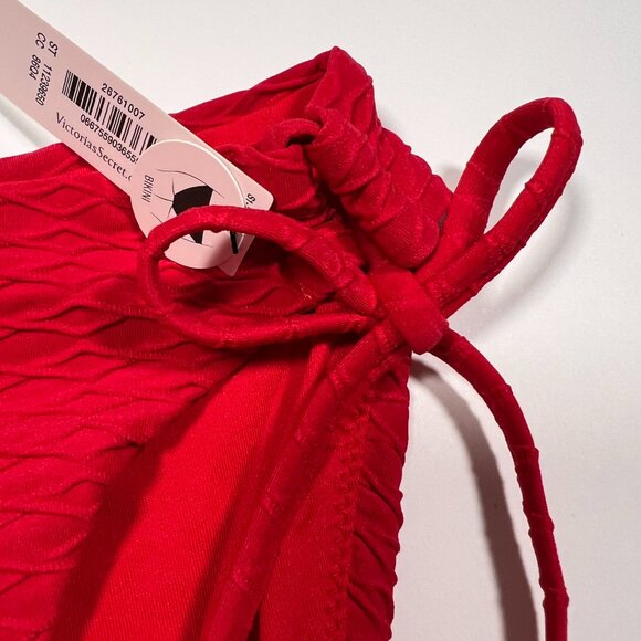 Victoria Secret XL Bikini Bottom Classic DOUBLE Side Tie Textured Red - Picture 4 of 6